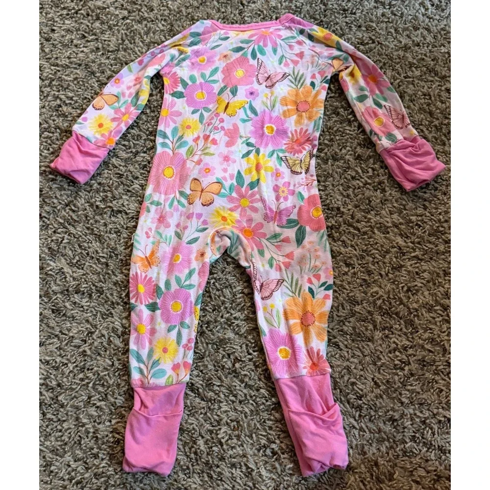 Little Sleepies-Pink Floral & Butterfly Print Zippy 3-6 Months